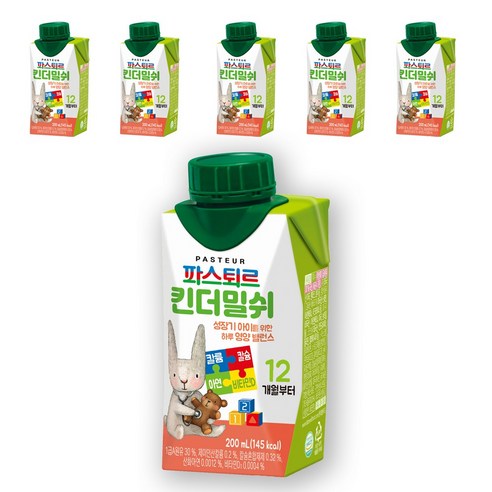 파스퇴르 킨더밀쉬 액상분유 1단계 200ml, 200ml, 5개 개당 용량 × 총 수량, 200ml × 5개 섬네일