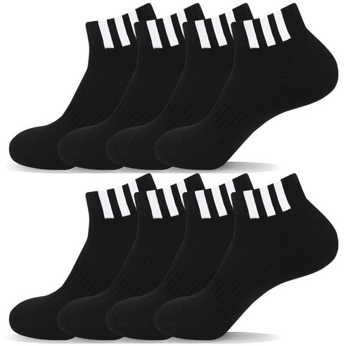 메가양말 삼선 이중바닥 남자 스포츠양말 단목 8켤레 국산고품질, 블랙 8켤레