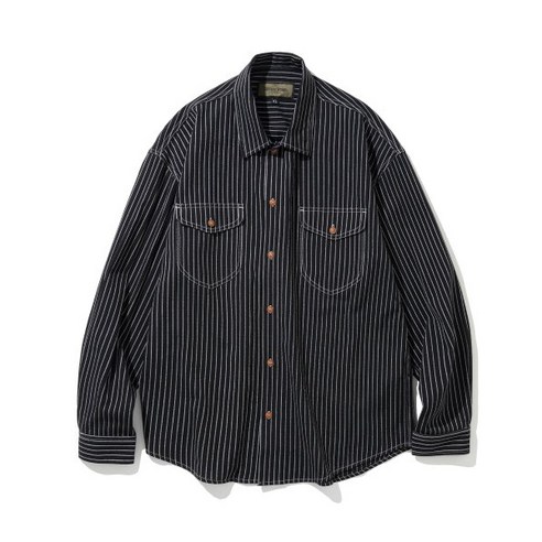 유니폼 브릿지 포켓 stripe shirt black