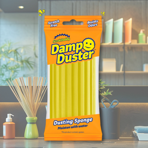 [100%정품] 스크럽대디 먼지 더스트 청소 스펀지 Scrub Daddy Damp Duster 회색, 1개