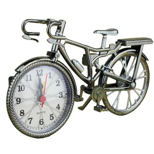 빈티지 아랍어 숫자 알람 시계 레트로 자전거 패턴 크리 에이 티브 데스크 테이블 디지털 석영 시계 홈, 녹색, 플라스틱