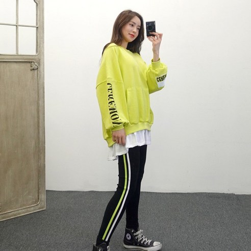 이힝 앞포켓 레이어드 상하의 맨투맨 긴팔 라인 레깅스세트
