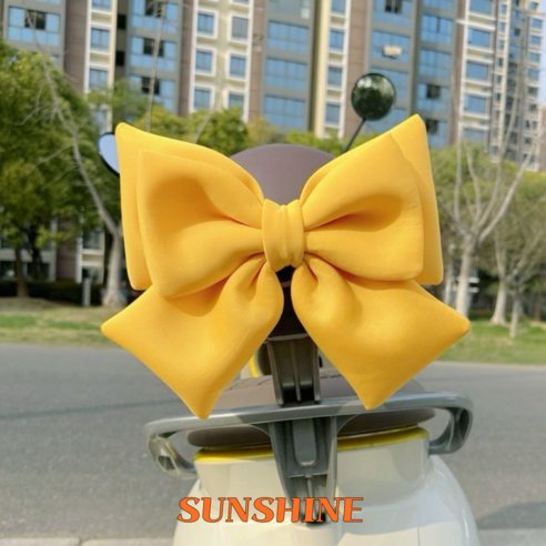 SUNSHINE 오토바이 헬멧 대형 리본 장식 악세사리, 옐로우