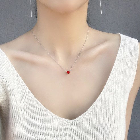 KORELAN 목걸이 여자 허리s925 순은 전기 도금 장미 골드 목걸이 쇄골 체인 레드 심플 INS 기질