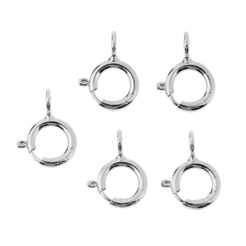 5pcs 925 스털링 실버 스프링 링 걸쇠 보석 목걸이 팔찌 용 커넥터 걸쇠 만들기, 플래티넘, 5mm