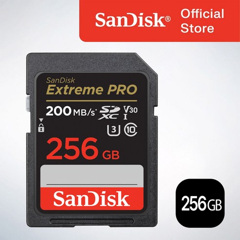 샌디스크 카메라 전문가용 메모리 익스트림 프로 SD 카드 256GB, 1개