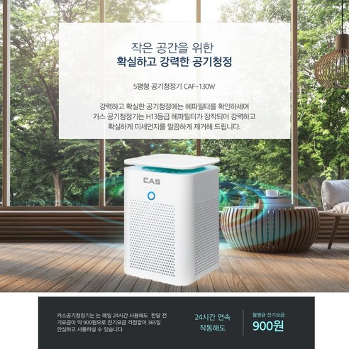 소형이지만 강력한 성능을 자랑하는 카스 공기청정기