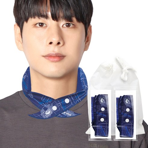 블랙야크 복주머니형 아이스 넥쿨러 2개입, 네이비, 2개