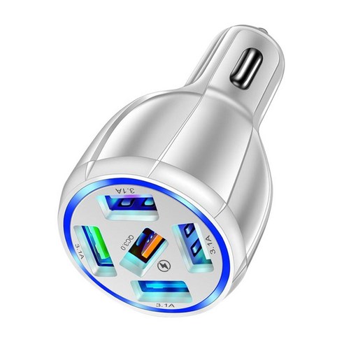 GHSHOP 전화 자동차용 5포트 고속 차량용 충전기 USB .0 차량용 충전기, 하얀색, 78.0mmx32mmx32mm, PC 폴리카보네이트