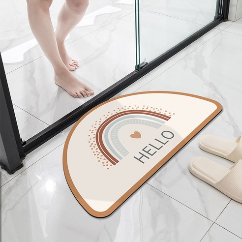 욕실 도어 흡수성 속건성 규조류 진흙 바닥 매트 만화 욕실 미끄럼 방지 블랙 기술 화장실 도어 매트, 40*60cm, DD526