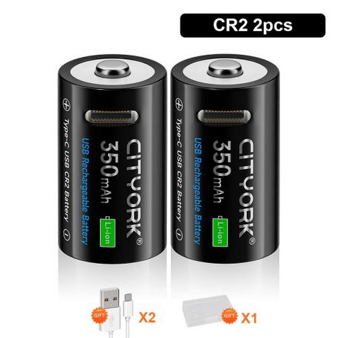 CITYORK 뜨거운 판매 3.7V CR2 350mAh 리튬 이온 USB 충전식 배터리 팩 카메라 망원경 Tlectric 장난감 손전등