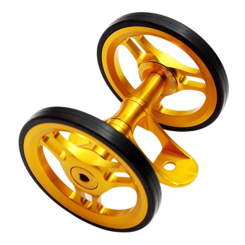 접이식 자전거 쉬운 휠 직경 60mm 베어링 더블 휠 머드 가드 휠 롤러 스포츠 마운틴 리어 머드 가드 야외 운반, 금, 알루미늄 합금