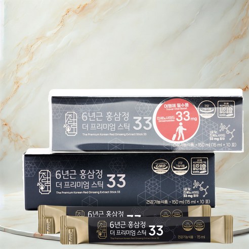 진담인 6년근 홍삼정 더 프리미엄스틱33 고함량 진세노사이드 33mg (10포입), 0.15l, 1박스