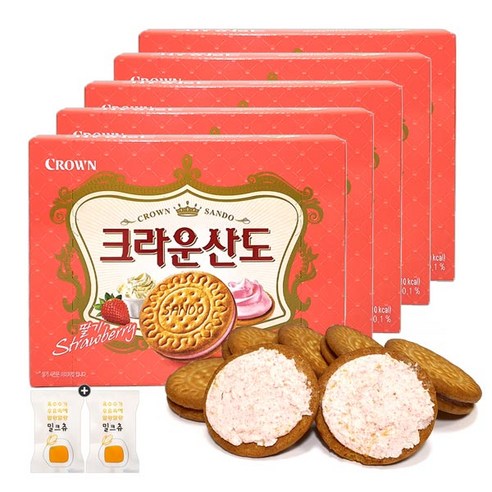 크라운 산도 딸기(161g) x 5통+밀크츄 2개 세트 번들 10호, 800g, 1세트