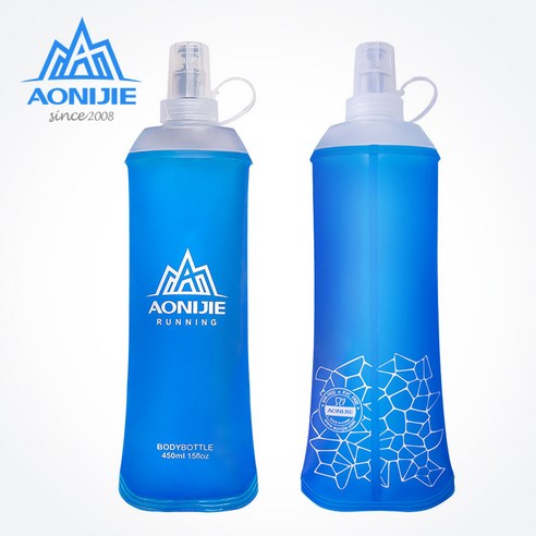 AONIJIE 아웃도어 스포츠 TPU 450ml 소프트 병 접기 달리기 하이킹 및 라이딩을 위한 방진 덮개 물병, 볏짚만