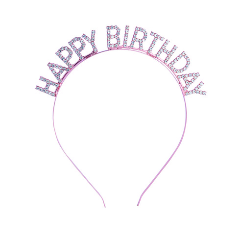 화려한 큐빅 공주 해피벌스데이 생일 머리띠 파티용품 홈파티 J078, 로즈골드, 1개