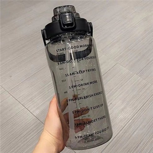휴대용 대용량 야외 공간 물컵 휴대용물병 2000ml, 검은색