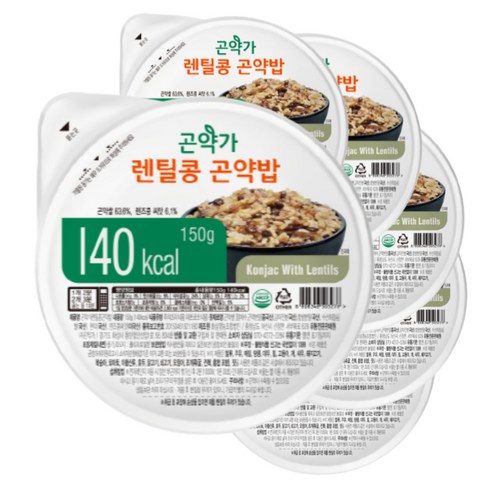 [곤약가] 140kcal 렌틸콩 곤약 즉석밥 150g x 6팩, 6개