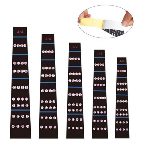 4/4 3/4 1/2 1/4 1/8 사이즈 바이올린 지판 스티커 피들 피치 위치 스티커 접착제 없음 손가락 위치 스, 04 1-4 Size