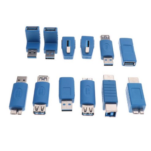 USB 3.0 어댑터 커플러 툴킷 유형 A-B 또는 MicroB 또는 미니 및 남성-여성 어댑터, 50x20x10mm, 블루, 플라스틱