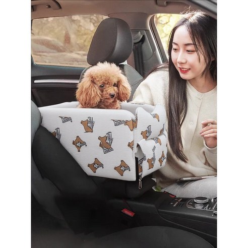 애견 자동차 앞좌석 카시트 강아지 집, 손잡이가 없는, 베이지, 1개