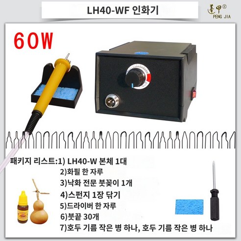 우드버닝 인두 납땜 버닝펜 버닝기 세트 전기 인두기 공예 취미 온도조절 나무 캐리커쳐, LH40-WF 펜꽂이 무표면  한 자루 펜 30개 헤드