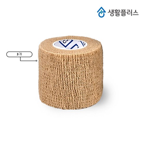 생활플러스 자가점착 탄력 밴드 5cm, 베이지, 3개