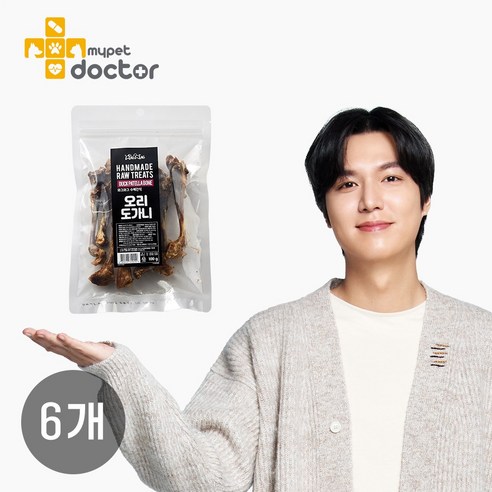 [마이펫닥터] 강아지 수제 간식 4종 오리날개/ 오리목뼈/ 오리도가니/ 돼지귀슬라이스, 오리도가니, 100g, 6개