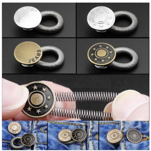 스프링 매직단추 청바지허리늘리기 간편수선 요술단추 바지수선버클, 골드 스타, 1개