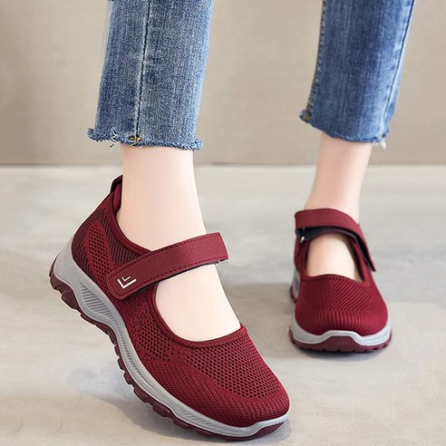 펀칭 통풍 미끄럼방지 엄마화 캐주얼화 운동용 워킹화 슬림소녀 Women''s flat shoes