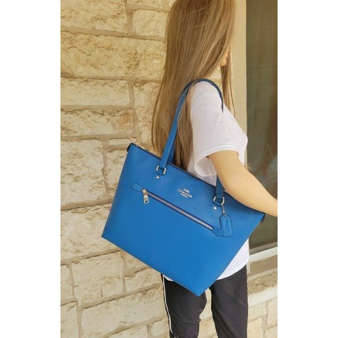 코치 COACH 갤러리 밝은 파란색 가죽 토트 백 또는 2피스 가방 팔찌 코치 더스트 백 사첼