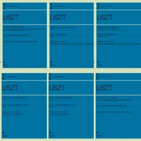 리스트 연주회용 연습곡집+리트에의한 15개의 피아노 소품집 + 슈베르트 가곡에의한 13개의 피아노 소품집 + 3개의 녹턴 + 파가니니 대 연습곡집 +초절기교 연습곡집 (전6권)세트