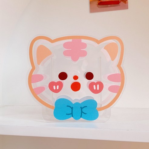베리베어 귀염뽀짝 아크릴 투명 펜홀더 펜꽂이 연필꽂이 데스크정리, 리본야옹