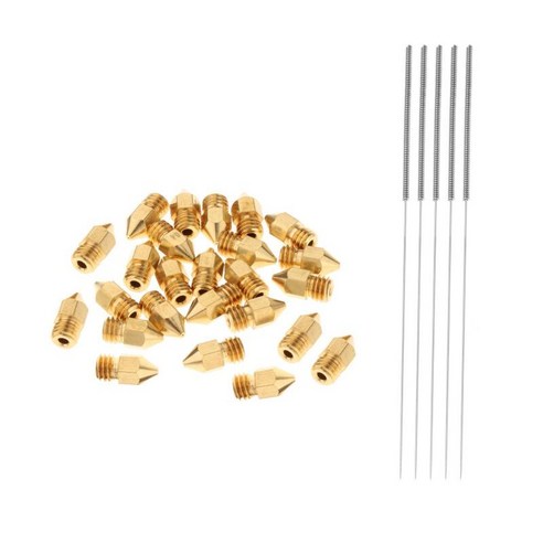 25 조각 3D 프린터 황동 노즐 압출기 핫 엔드 도구 액세서리 부품, 0.4mm, 놋쇠, 놋쇠