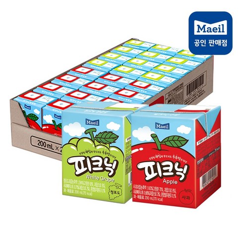 매일 피크닉 200ml x 24팩 4박스 묶음 (포도2 사과2), 48세트