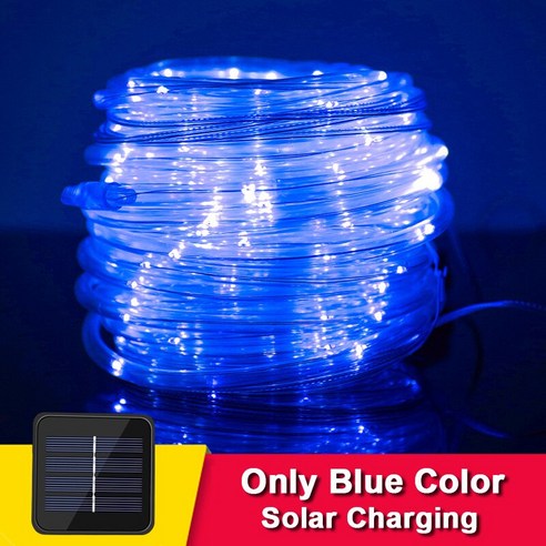 LED 태양열 정원 장식 램프 5M/10M/20M/30M/50M 방수 화환 조명 야채 정원 가구, 12m 100LEDs_Blue Solar