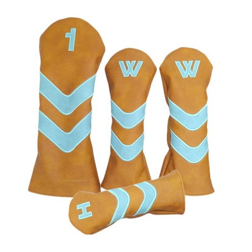 4pcs 골프 클럽 헤드 보호 커버 언 커버 1번 3번 5번 선물, 노랑, PU