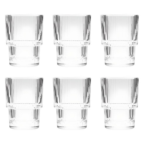 델리 스트라이프 스택컵 193ml, 투명, 6개