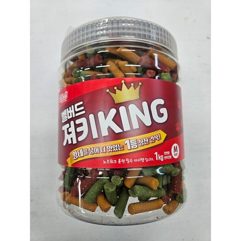 벨버드 져키KING 강아지 간식 M, 혼합맛(황태/연어/참치/오리/치즈), 1kg, 2개
