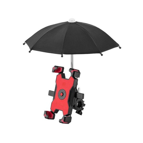 피트인 (케이블 고정끈 2P포함) 오토바이 미니 우산 햇빛가리개 자전거 스마트폰 핸드폰 휴대폰, 미니우산(블랙)