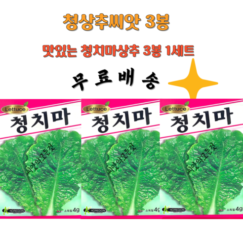 청치마상추씨앗 청상추종자 상추씨 3봉1세트, 1세트