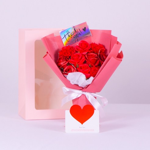 디아펠리즈 기념일 꽃다발 + 쇼핑백, 레드