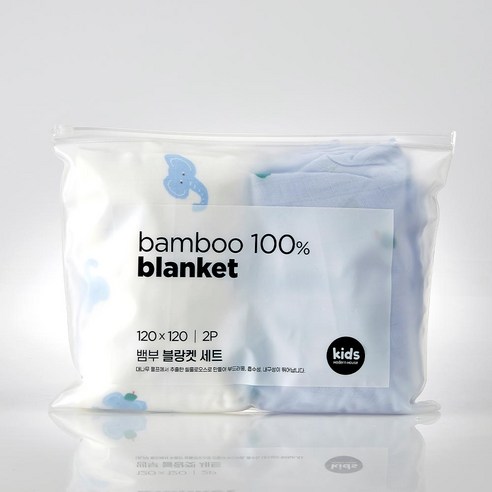 [모던하우스] 보들보들 뱀부100% 거즈블랑켓 120x120 2P 코끼리사과 아이보리블루
