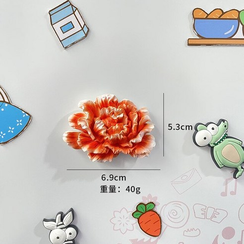 FREELIFE 냉장고 자석 세트 귀여운 3D BS-532, 2 Peony-452