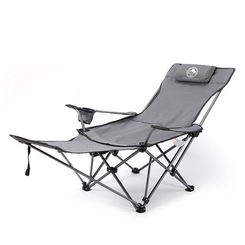 MOHEGIA 야외 접이식 의자 캠핑 휴대용 비치 벤치 안락 의자, 긴 회색 전체 천