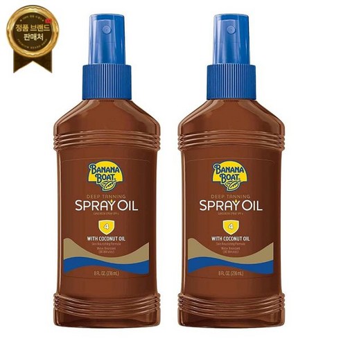 Banana Boat 바나나보트 딥 태닝 SPF#4 코코넛오일이 함유된 스프레이 오일 8온스(236ml) (2개 포장), 2개, 0.236l