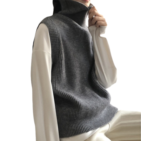 [OKㅣ강추] 4276 여자 터틀넥 민소매 골지 니트 조끼 베스트 하이넥 목폴라 [OKNOWㅣ추천상품]