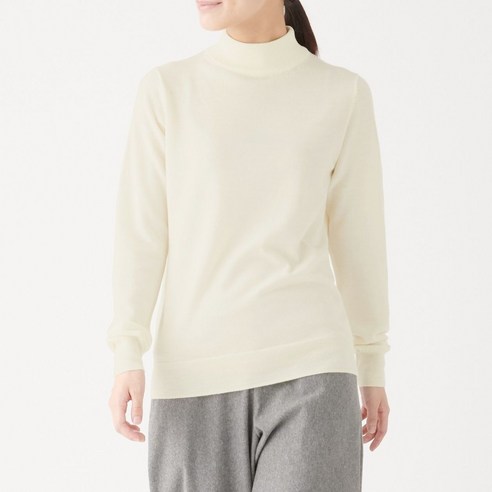 무인양품 MUJI 여성 목이 편한 저지 워셔블 하이넥 스웨터 W9AA877