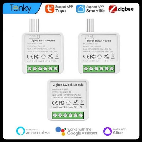 투야 지그비 스마트 스위치 모듈, 양방향 제어, DIY 차단기, 홈, 알렉사, 구글 얀덱스, 앨리스, 1, 2, 3/4 갱