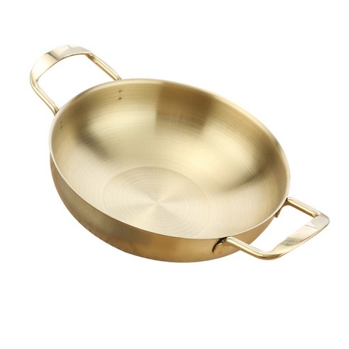 빠에야 팬 야채 치킨 해산물 밥 수프 스튜 냄비 끓는 팬 스테인레스 스틸, 설명, 골든 18cm